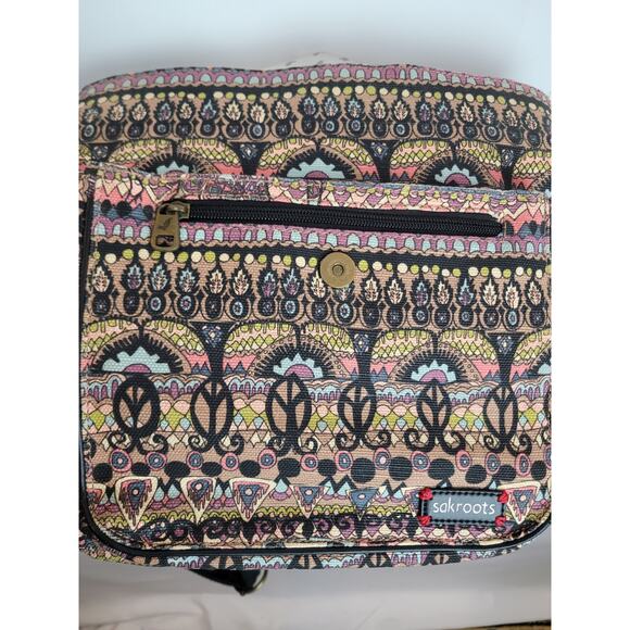 Sakroots Convertible Backpack Crossbody Purse Artist Circle Peace Sign Style Bag - Picture 8 of 10